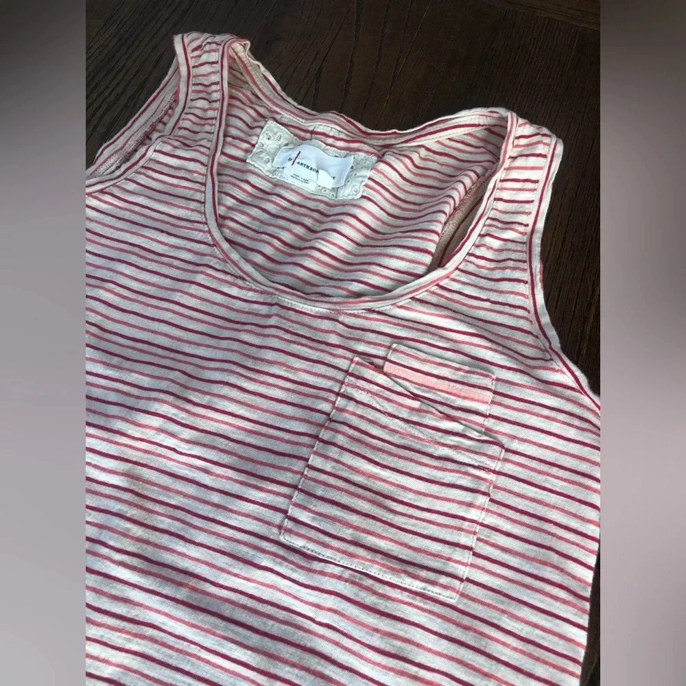 Anthropologie Women’s S Hot Pink/Pink/Beige Striped Sleeveless Cotton Tank-VGUC! - Picture 5 of 11